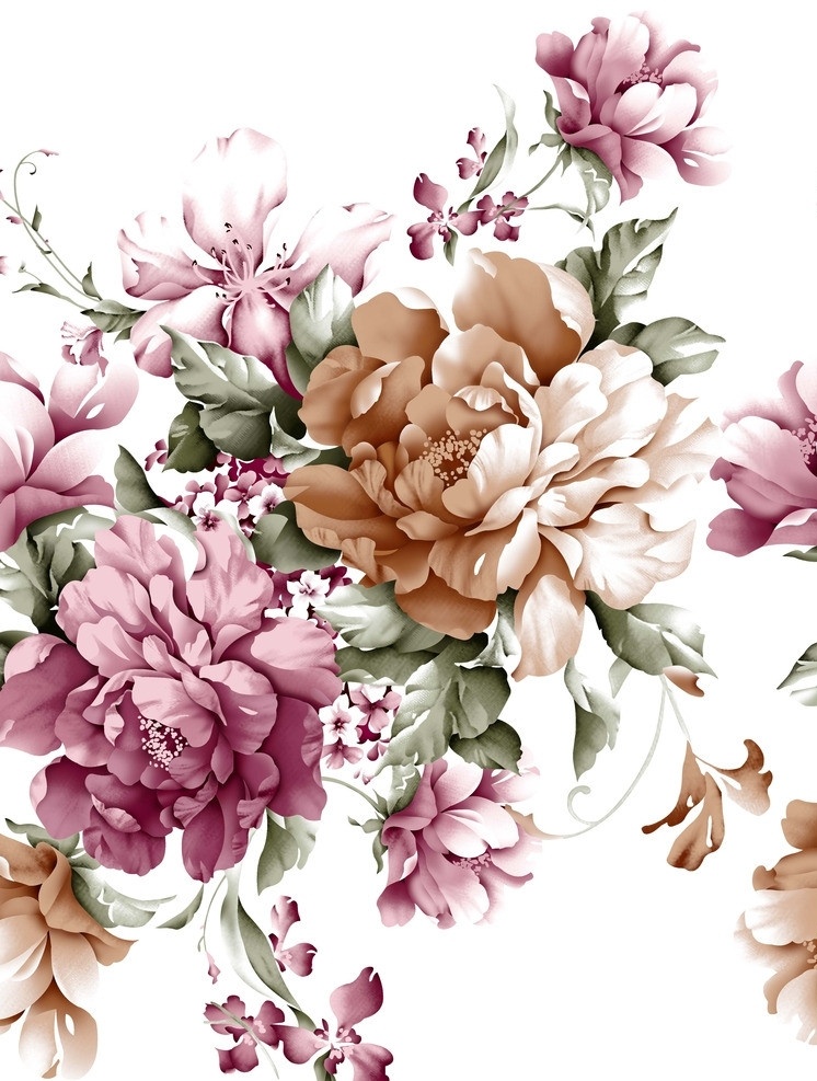 手绘 花朵 通道 分层 云纹 牡丹 水墨花朵 墨迹花朵 花纹 源文件