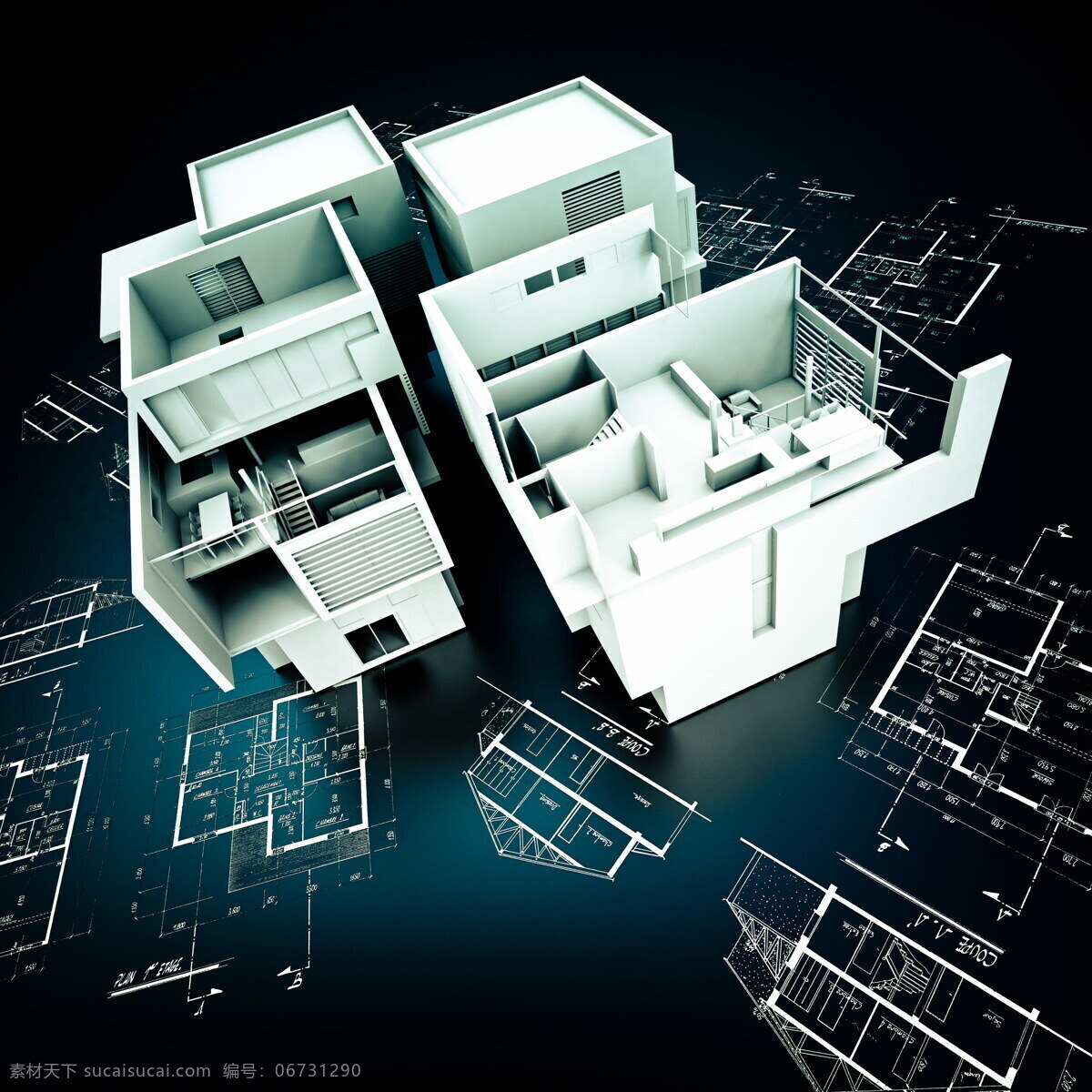 立体 建筑模型 图 图纸 房屋 3d建筑 建筑设计 环境家居