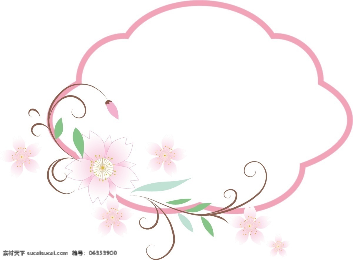 樱花边框 樱花花环 樱花 花环 边框 春天 春日 花 粉色 可爱的 矢量 季节 女性 美丽的 圆形
