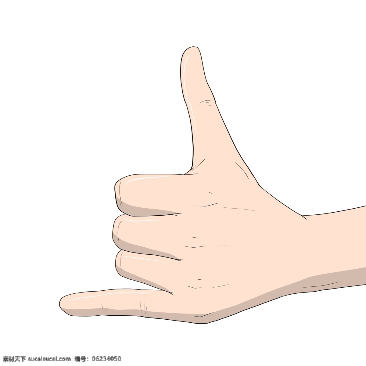 手绘 数字 手势 插画 美丽的手势 卡通插画 手绘手势插画 创意的手势 数字6的手势 漂亮的手势
