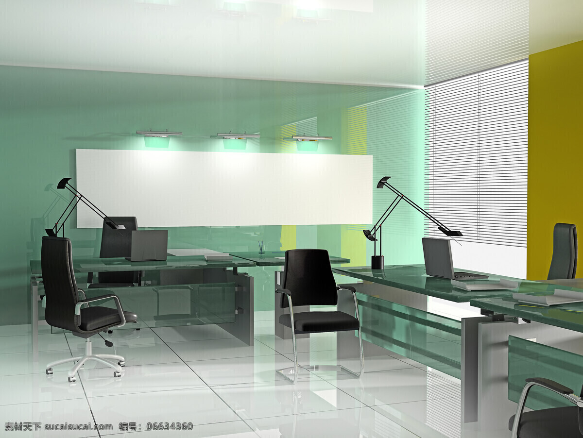 宽敞明亮 办公室 效果图 宽敞 明亮 桌子 椅子 台灯 室内设计 环境家居