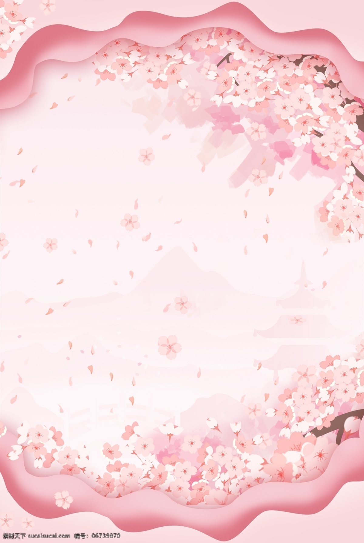 浪漫 樱花 飘落 背景 图 樱花季 樱花雨季 唯美 樱花节 花朵 花瓣 海报 背景图