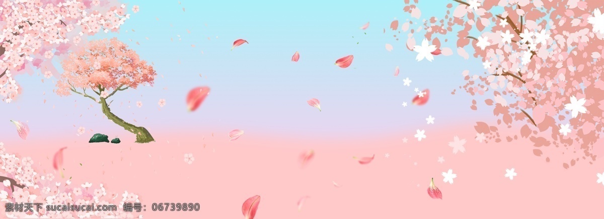 樱花 唯美 粉色 背景 花瓣 梦幻 创意 渐变