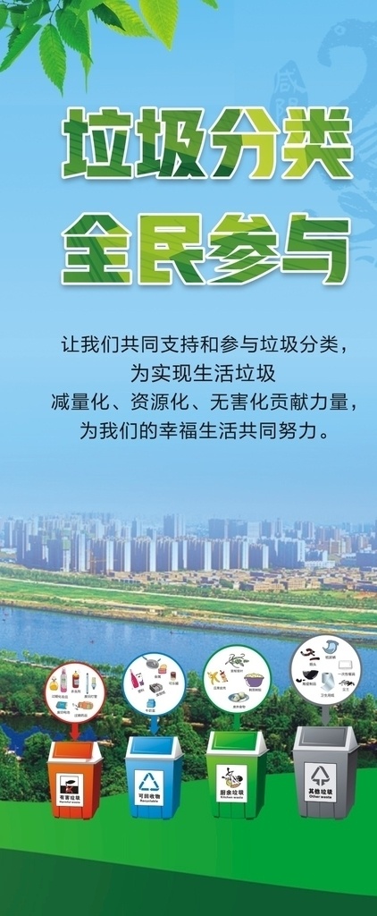 垃圾分类 垃圾 分类 咸阳 绿色 简约 各种垃圾
