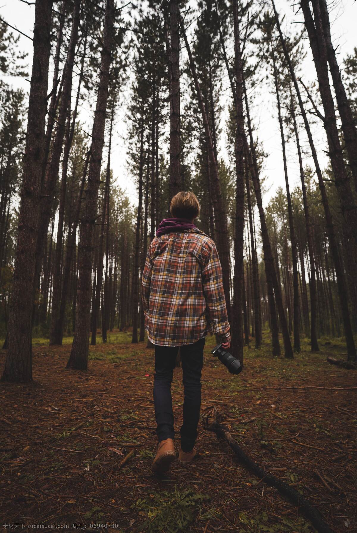 树林 拍摄 男孩 森林 数木 树 人 男性 背影 相机 户外 摄影爱好者 探险 冒险 旅行 景色 观看 游玩 人物 人物图库 男性男人
