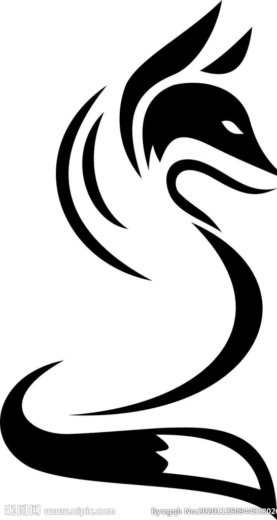 狐狸图片 狐狸 图标 logo 简笔 黑白稿 logo设计
