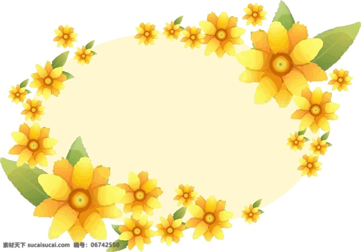 原创 花朵 植物 边框 小 清新 唯美 黄色 装饰 元素 小清新 可商用 设计元素 矢量