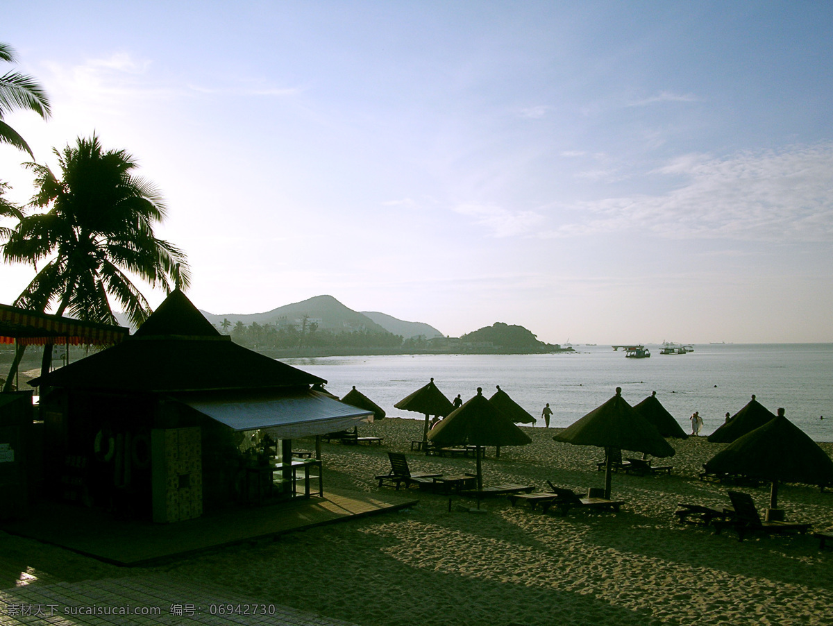 海南 大东海 景区 大海 海滩 蓝天 椰子树 自然风景 南大东海景区 自然景观 psd源文件