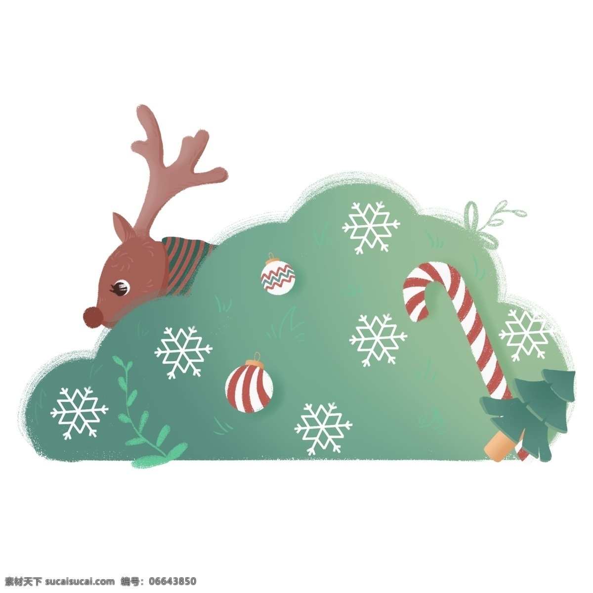 手绘 风 欢乐圣诞 丛林 麋鹿 装饰 欢乐 雪花 手绘风 圣诞 拐杖糖 铃铛