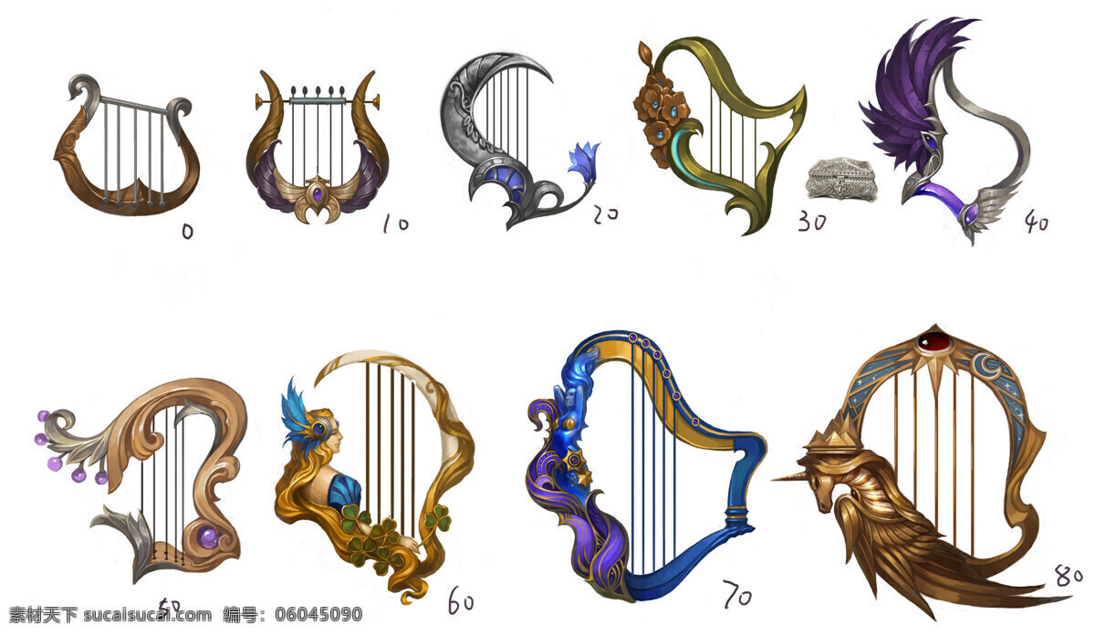 高清武器设定 高清 武器 设定 原画 游戏 精灵 诗人 竖琴 动漫动画