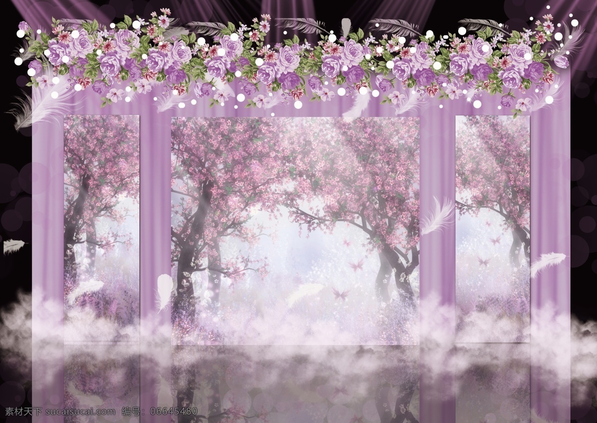 浅紫色 梦幻 婚礼 背景 喷绘 结婚 环境设计 其他设计