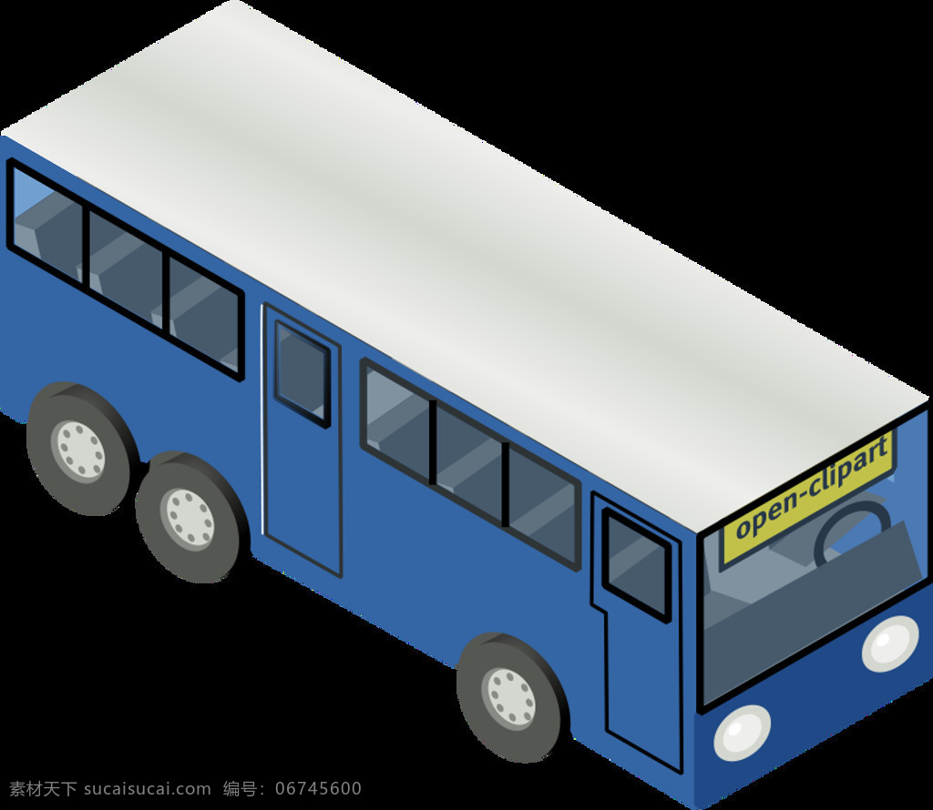 蓝色 公共 汽车 车辆 市 总线 等距的 插画集