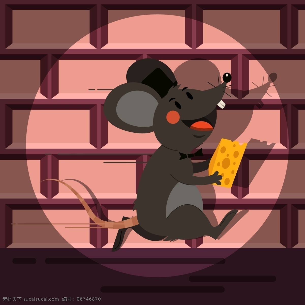 创意偷走奶酪 的老鼠 跑 灯光 创意 偷盗 奶酪 老鼠 砖墙 逃跑 矢量图 ai格式