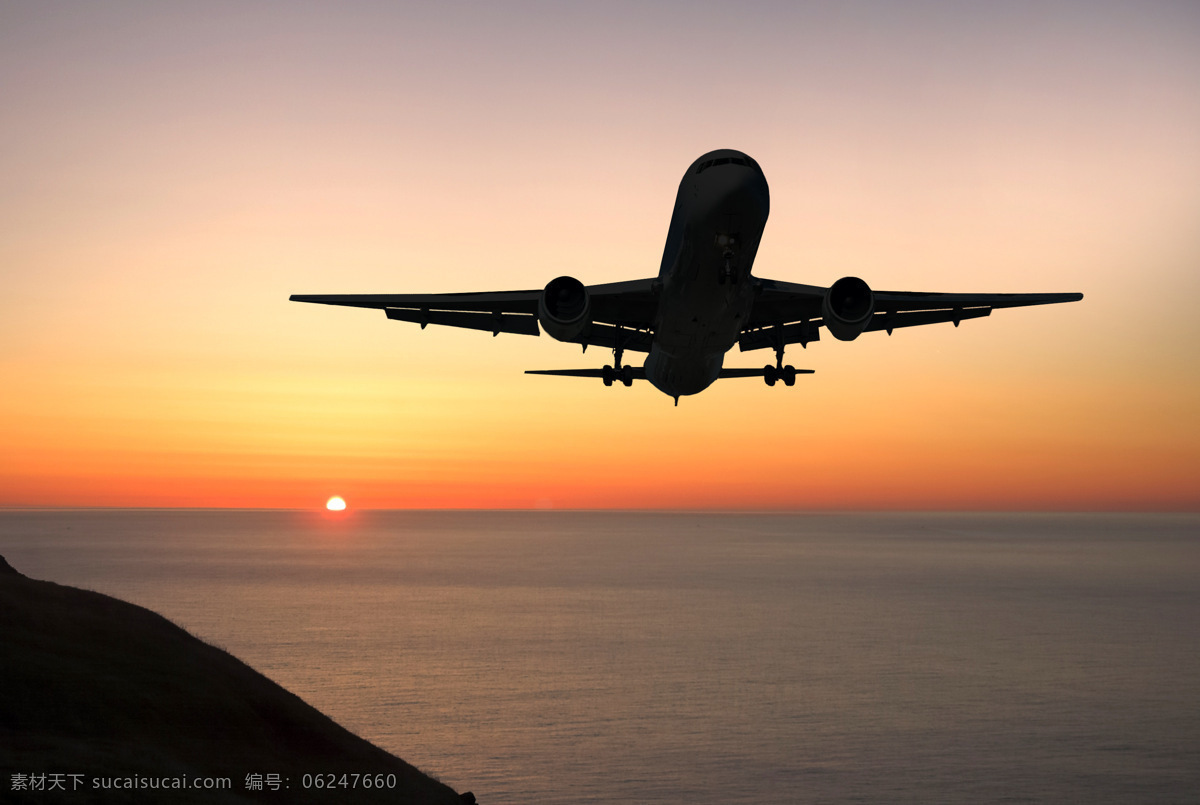 飞机 黄昏 夕阳