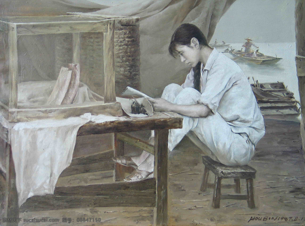 服装 妇女 挂画 绘画 绘画书法 美女 名画 女人 油画人物 人物油画 油画 艺术 油画作品 大师作品 当代 艺术家 作品 世界名画 妇人 东方油画 衣服 女装 小船 小舟 书本 椅子 文化艺术 家居装饰素材