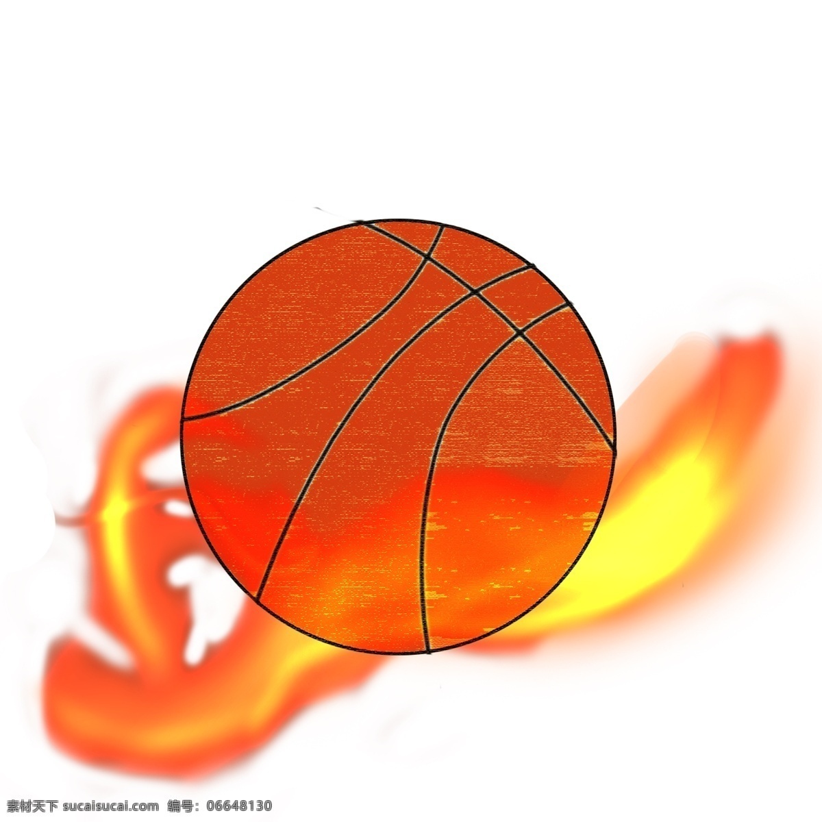 橘黄色篮球火 运动 标志 小清新