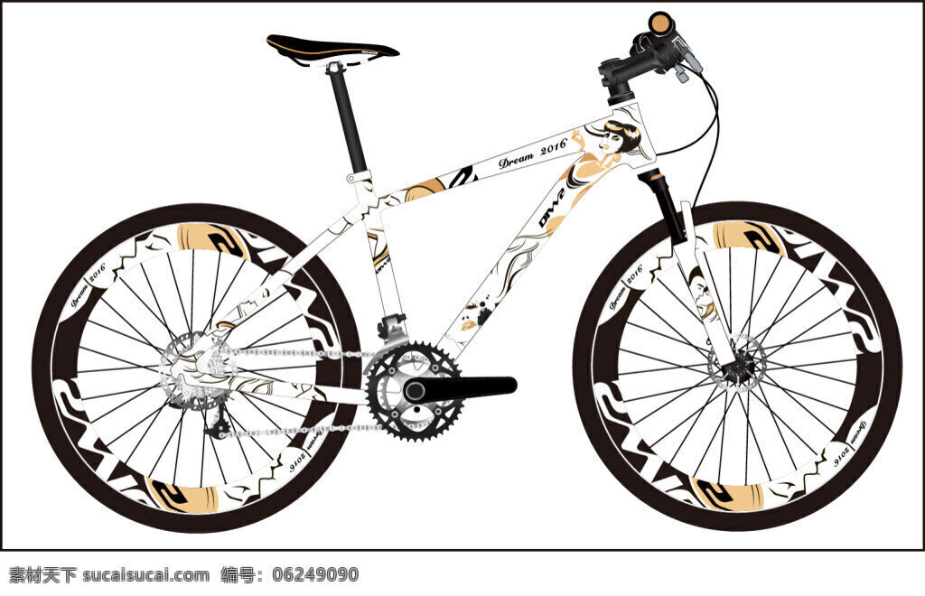 山地 自行车 贴花 外观 设计图 效果图
