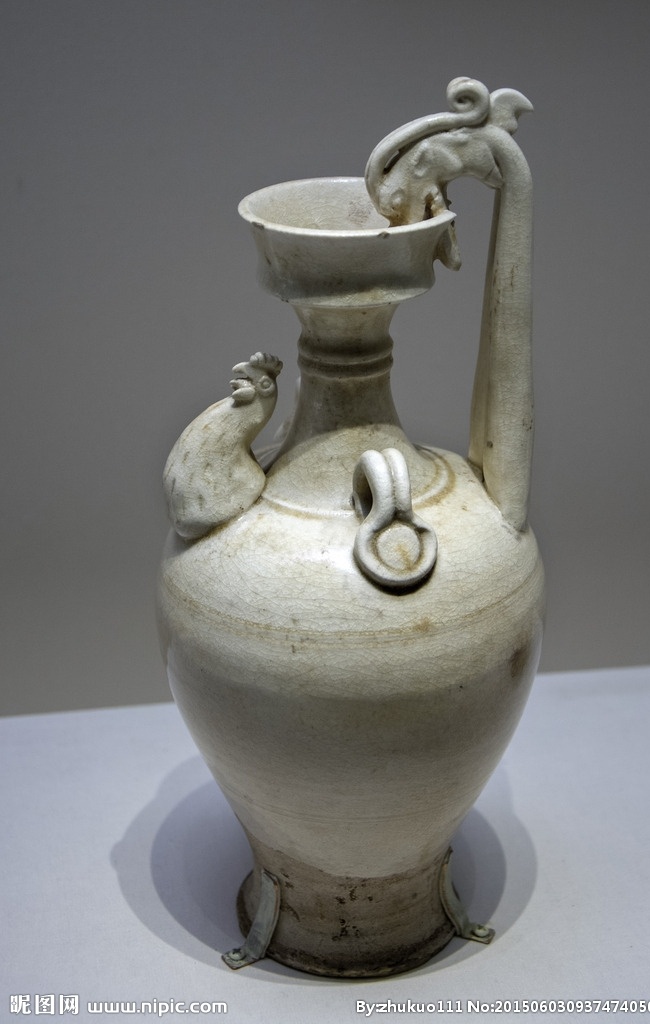 白瓷鸡首壶 白瓷壶 古瓷器 古代瓷器 古白瓷 隋朝 隋朝瓷器 文物 古代文明 中国古文明 文化收藏 中华文明 文化艺术 传统文化 中华文物