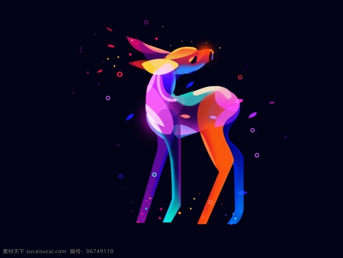 插画临摹 插画 临摹 小鹿 幻彩 小鹿临摹 分层