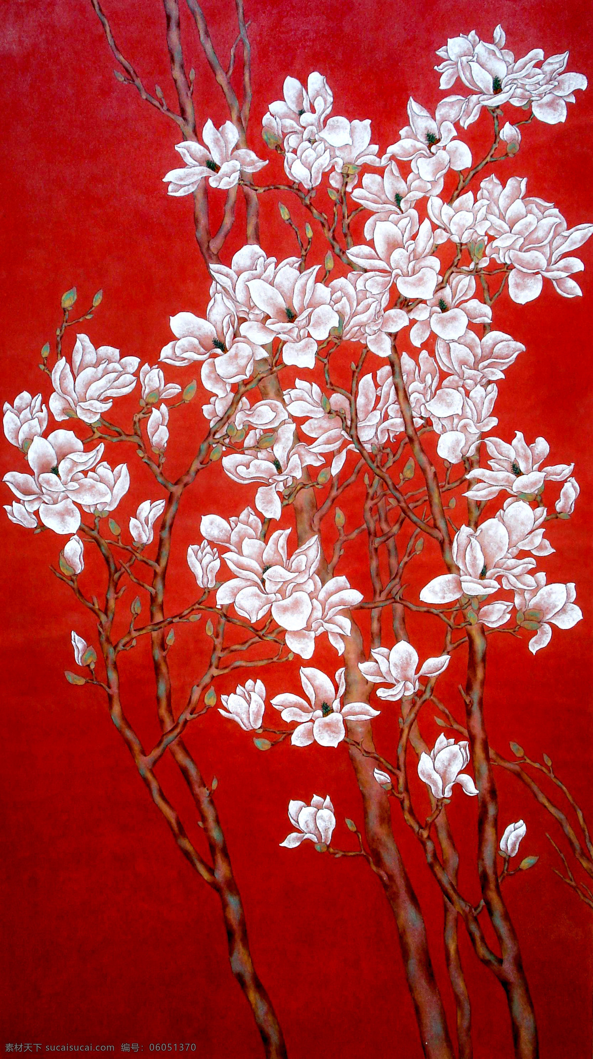 工笔 花朵 工笔画 红色 植物 中国风 插画集