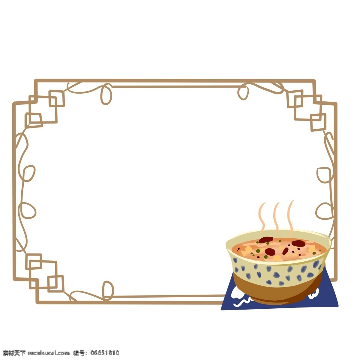 腊八节 手绘 边框 插画 可爱的边框 中国风边框 唯美边框 食物 美味的腊八粥 腊八粥边框