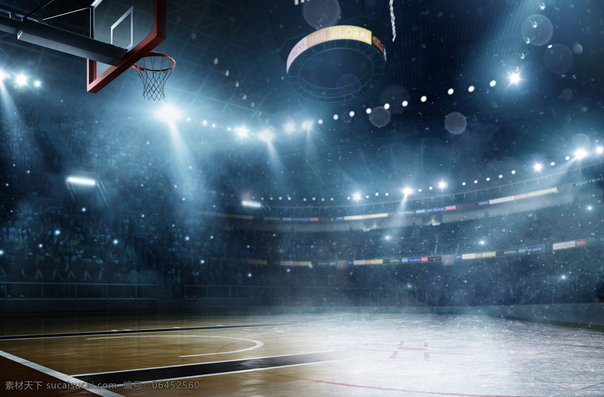 篮球场 篮球 球场 球 灯 灯光 球框 篮球框 室内 地板 观众席 体育 篮球场馆