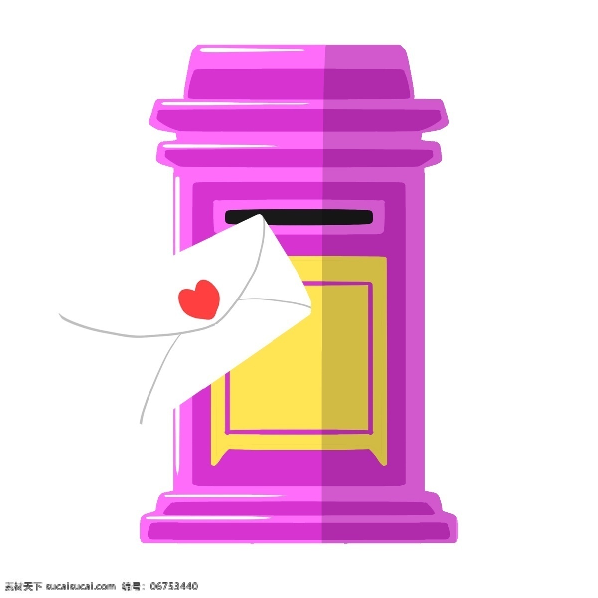 紫色 邮筒 手绘 插画 紫色的邮筒 红色的爱心 白色的信封 漂亮的邮筒 手绘邮筒 卡通邮筒 邮筒装饰