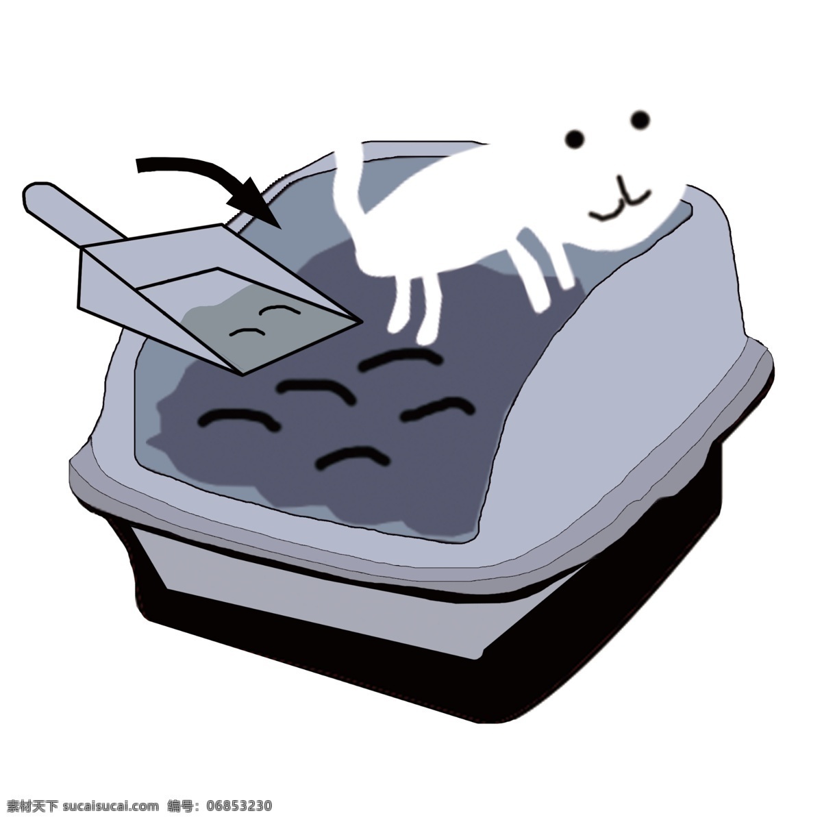 猫盆 猫砂盆 猫砂 盆 猫 蓝色 黑色 白色 说明书 示例图 示范图 包装 分层