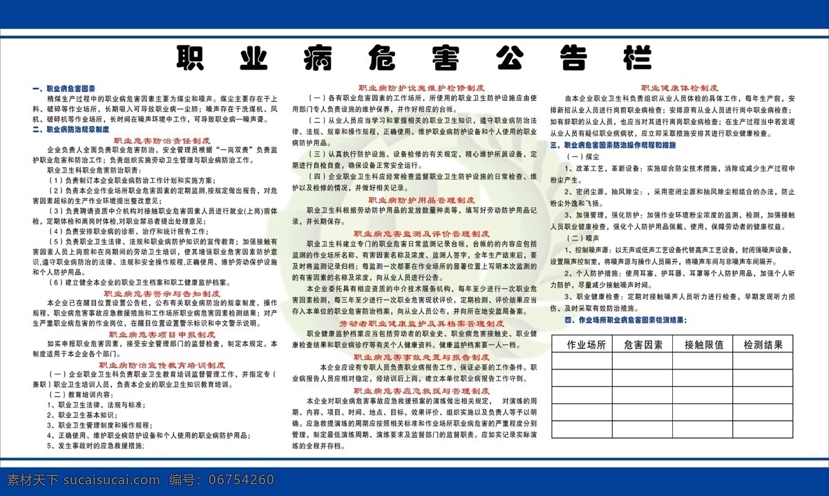 职业病 危害 公示栏 厂区 公示 公开栏 分层