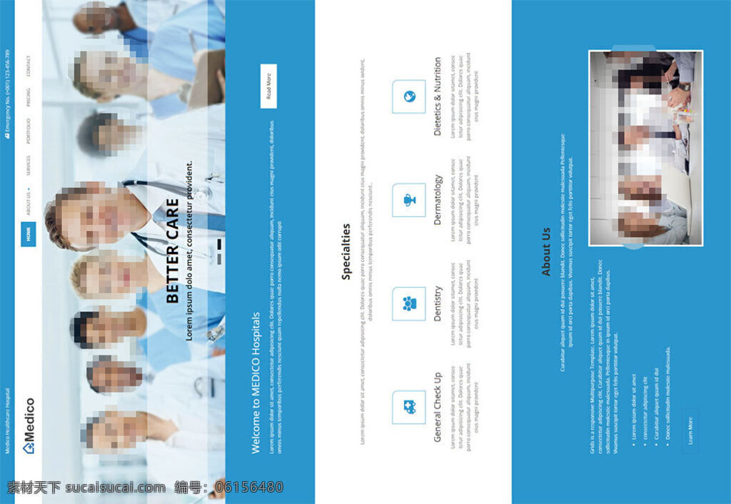 医疗网站模板 蓝色 html5 医疗 医院网站 网页模板 htmlcss 白色