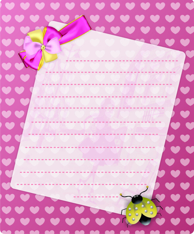 粉色 信纸 矢量信纸 粉色信纸 信 小昆虫 矢量图 其他矢量图