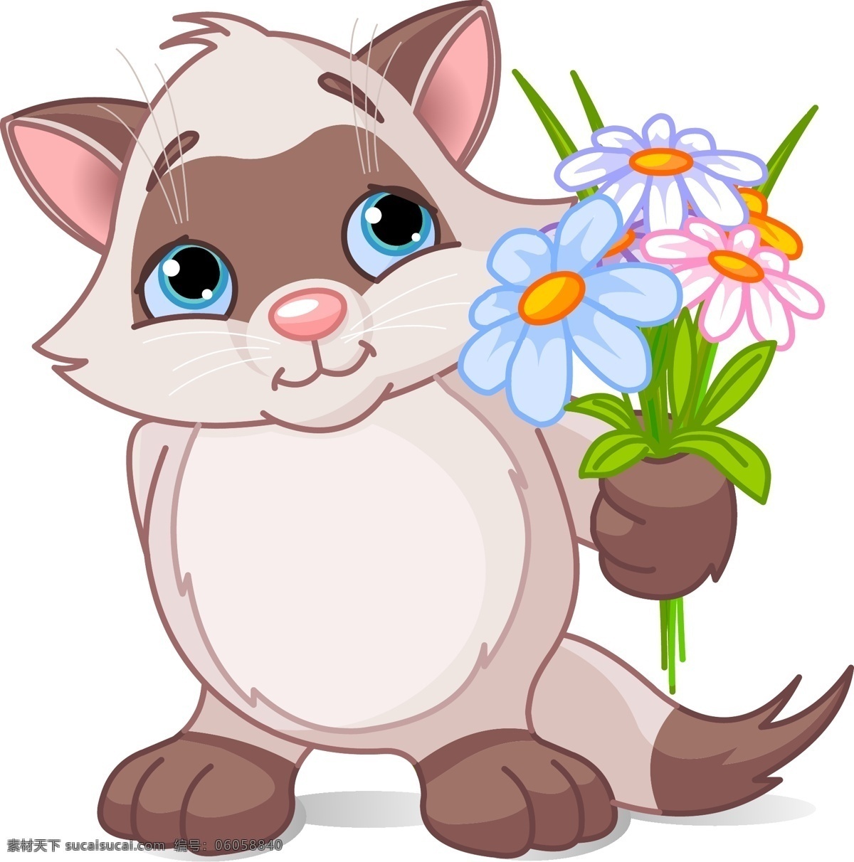 可爱猫咪 矢量 小猫 猫咪 卡通 可爱 花