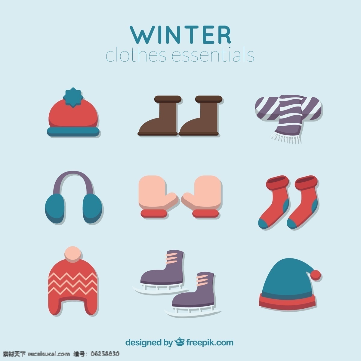 可爱 冬季 配饰 系列 冬天 时尚 衣服 帽子 十二月 冷 围巾 袜子 配件 季节 手套 套装 冰鞋 装备 季节性