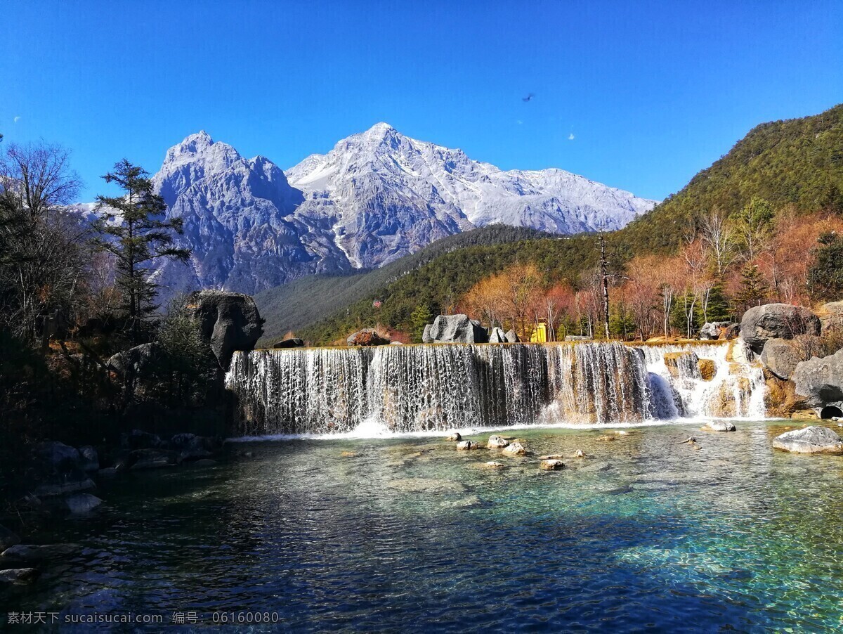 玉龙雪山 蓝月谷 瀑布 水流 蓝色 旅游摄影 国内旅游