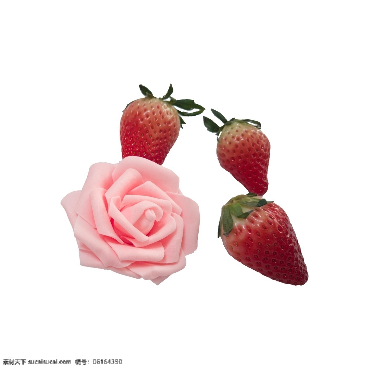 草莓 花朵 实拍 免 抠 花卉 粉色花朵 三颗草莓 水果 植物 绿叶 食物 观赏 摆拍 实物拍摄