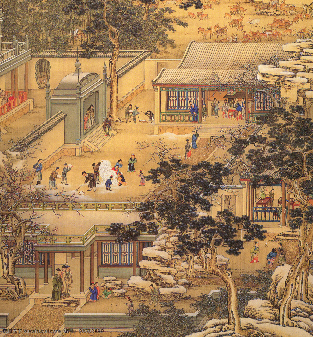 北京大观园 中国画03 设计素材 其他国画 中国画篇 书画美术 棕色