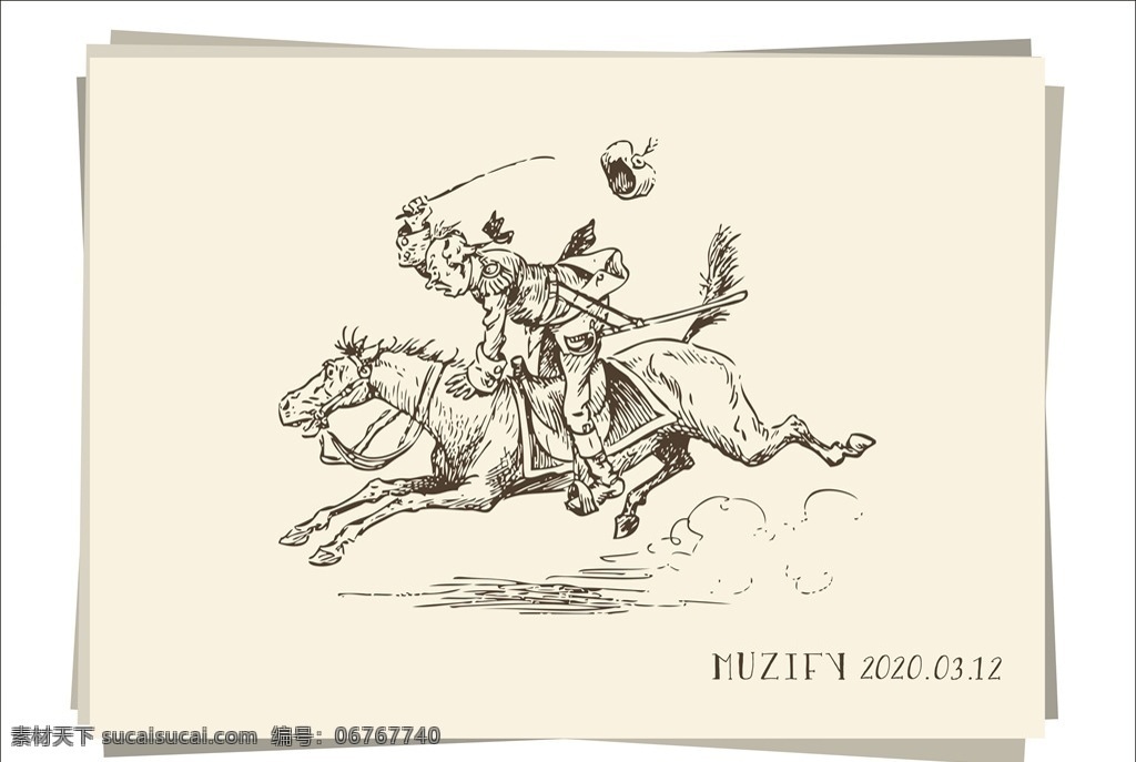 骑马的男子 骑马 男士 飞奔 帽子 骏马 手绘稿 素描画 人物图库 男性男人