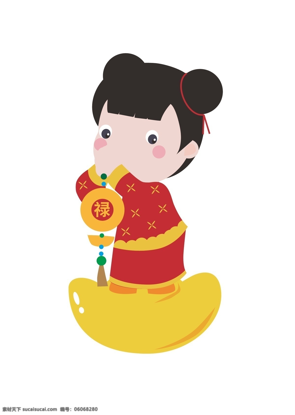 新年 红色 喜庆 拜年 卡通 女孩 人物 形象 人物形象 卡通形象 新春 2018年 祝福 中国风 矢量 古典 典雅