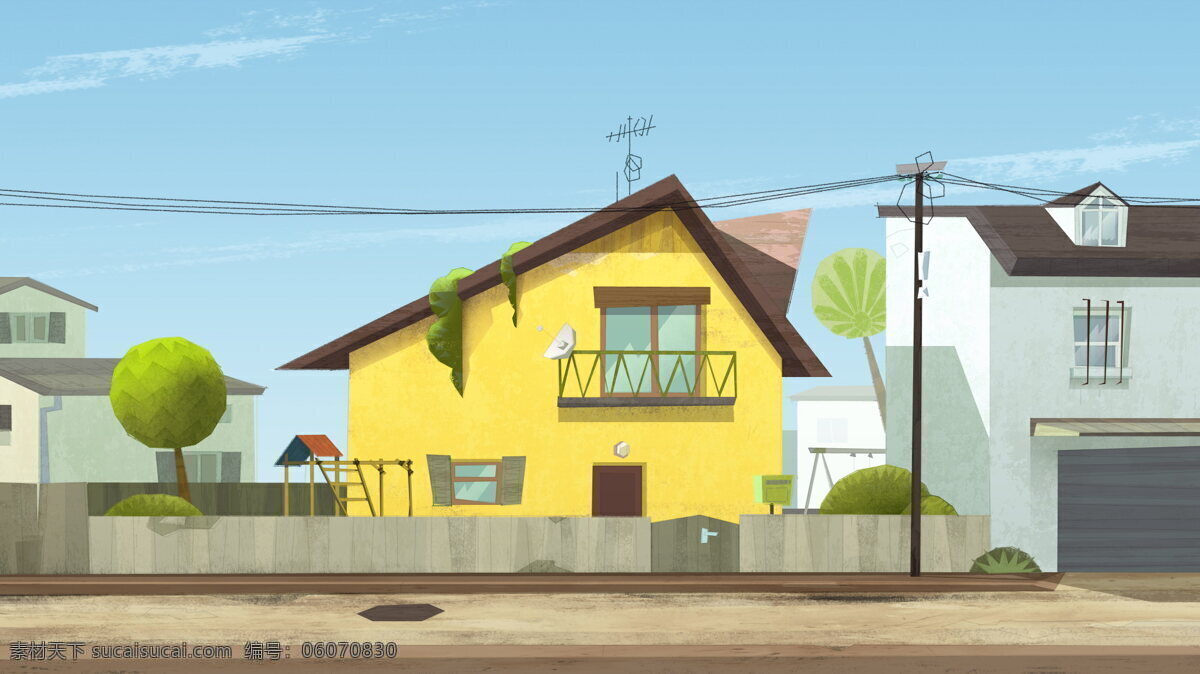 黄色房子 背景 二维 动漫 游戏 黄色