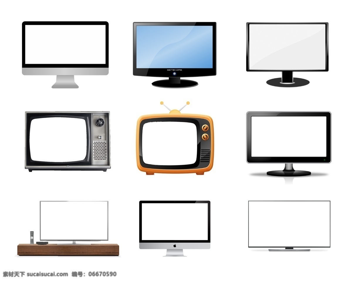png素材 透明素材 电视机 黑白电视机 液晶电视机 曲面电视机 老式电视机 80年代 回忆 液晶屏 显示屏 液晶显示屏
