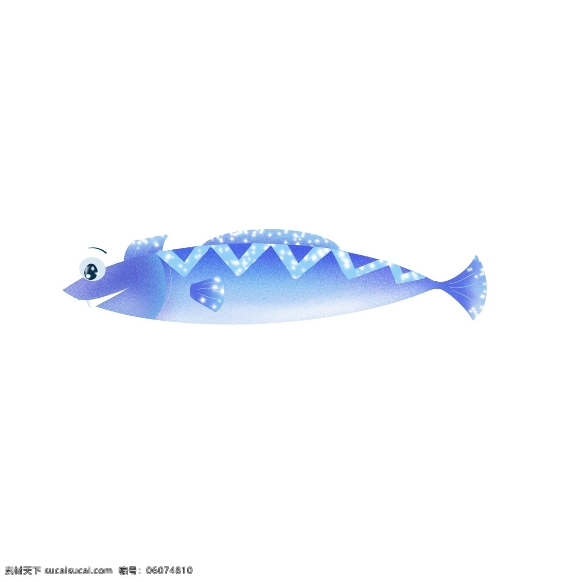 精致 的卡 通 鱼 蓝色 海鱼 发光 元素 卡通 蓝色的鱼 发光鱼 海洋元素 免扣图 透明