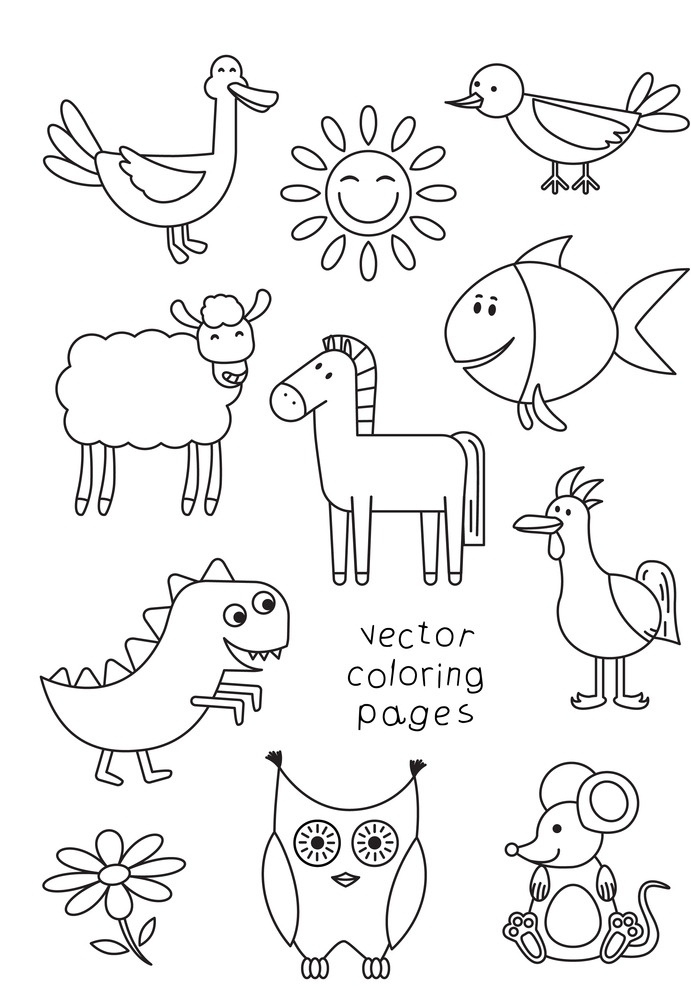 可爱 卡通 手绘 着色 页 着色页 高清图片 填色画 幼儿园 画画 学习 幼教 卡通设计