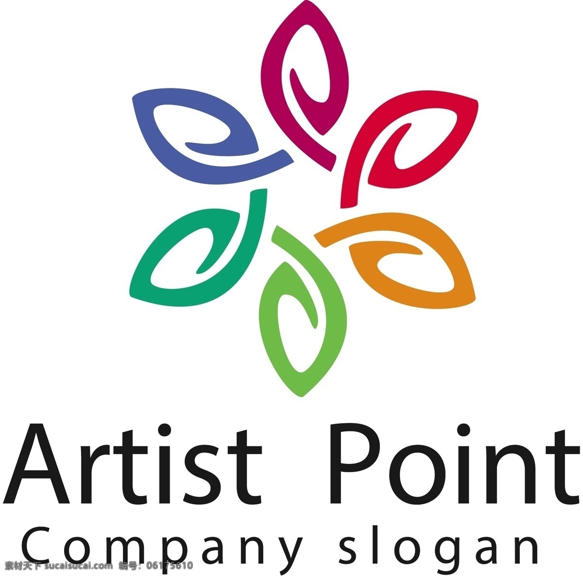 artistpoint 五彩斑斓 花朵 彩色 叶子 旋转 花瓣 商标 logo logo模板