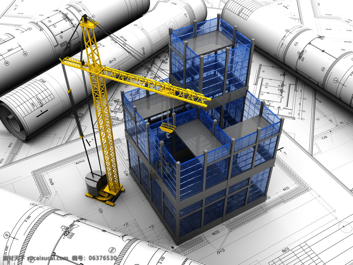 塔吊 建筑模型 起重机 建筑图纸 建筑 透视 效果图 3d建筑效果 建筑设计 环境家居 白色