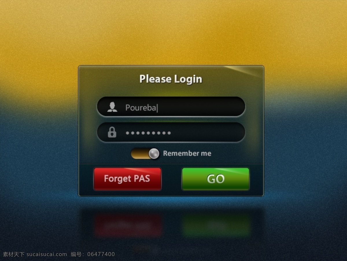 登陆 界面设计 按钮 登陆界面 黄蓝渐变 psd源文件