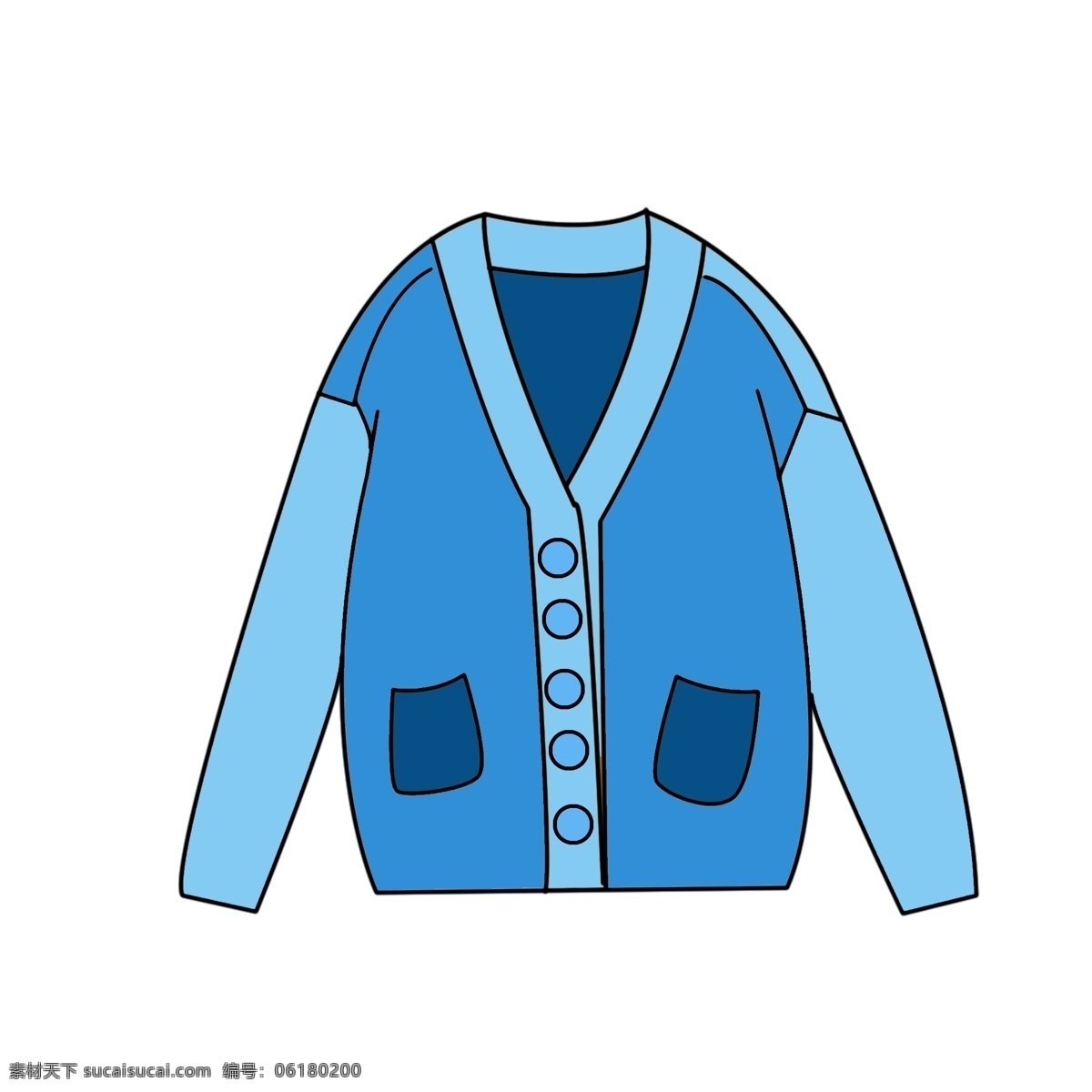 蓝色 可爱 简约 时尚 创意 开衫 外套 冬天 卡通