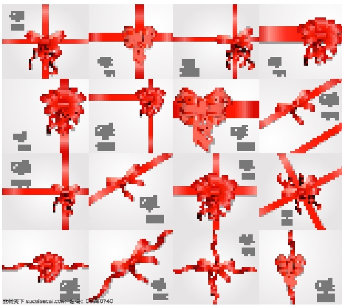 款 红色 丝带 蝴蝶结 装饰 礼物 卡片 矢量图 礼品 丝带花
