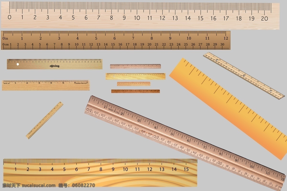 直尺 png素材 透明素材 尺子 三角尺 木尺 皮尺 测量 测绘 学习 学习用具 文具 丈量 贴尺子 分层