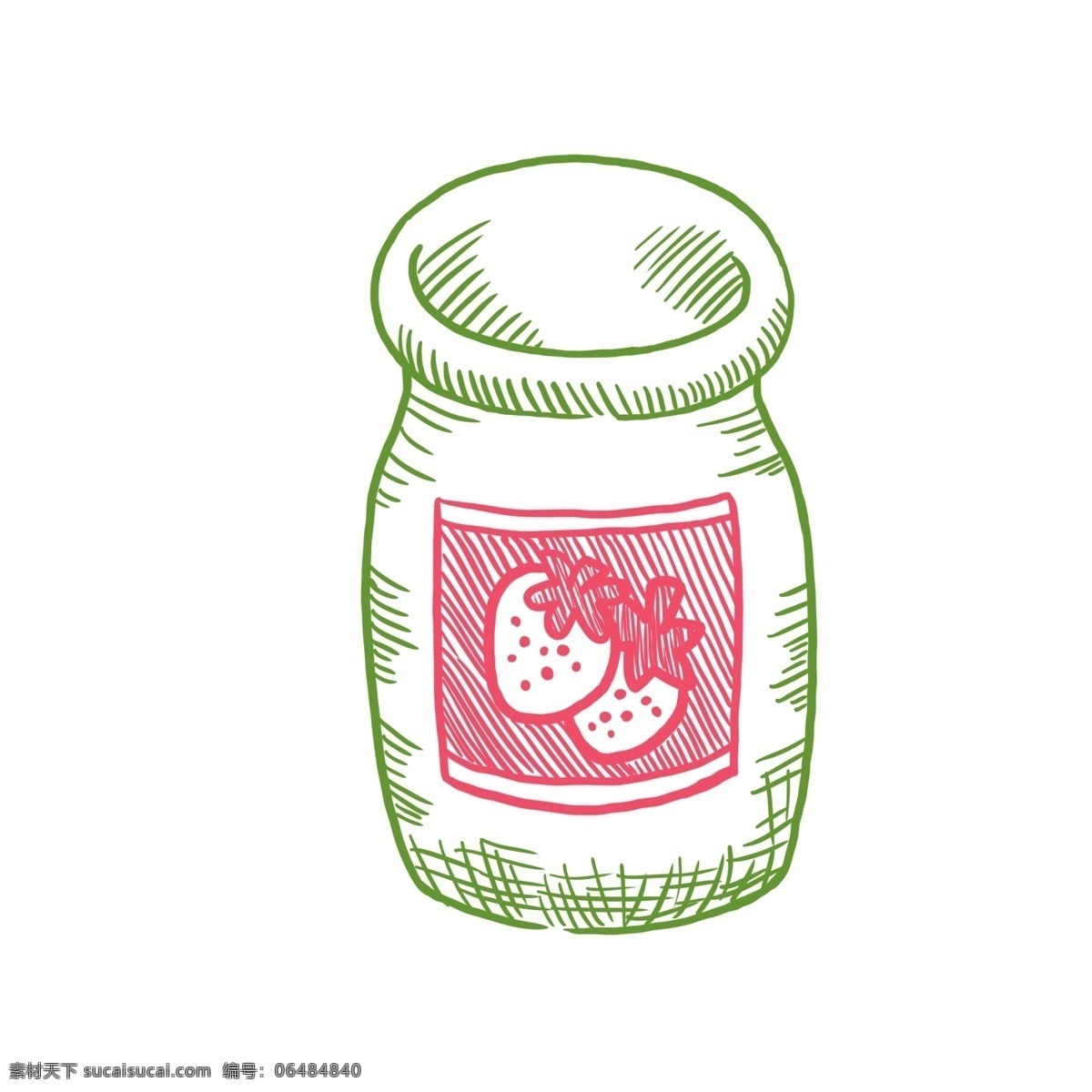 美味 草莓 罐头 手 绘图 美味的 草莓罐头 水果 草莓图案 玻璃罐 手绘图