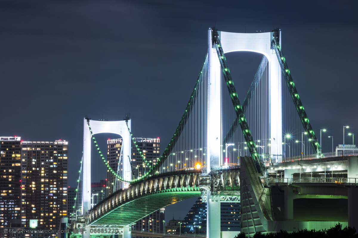 东京彩虹桥 东京 彩虹桥 夜景 台场 道路 夜晚 日本 东京湾 灯光 自然景观 建筑景观